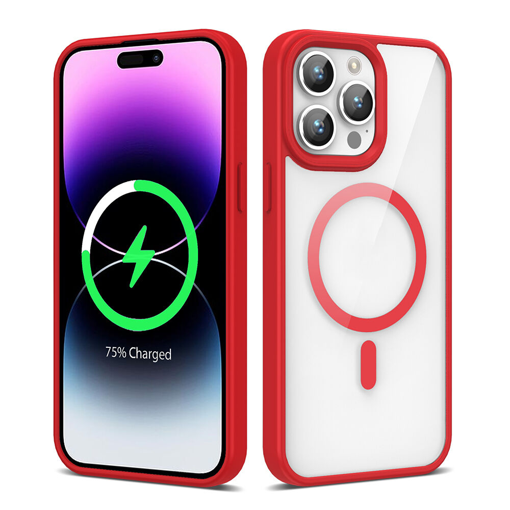 iPhone 14 Pro Max Kılıf Magsafe Wireless Şarj Özellikli Silikon Ege Kapak Kılıf Kırmızı