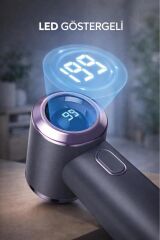 Şarjlı El Vantilatörü Dijital Göstergeli 5 Kademeli Turbo Mini Fan F46 Gri