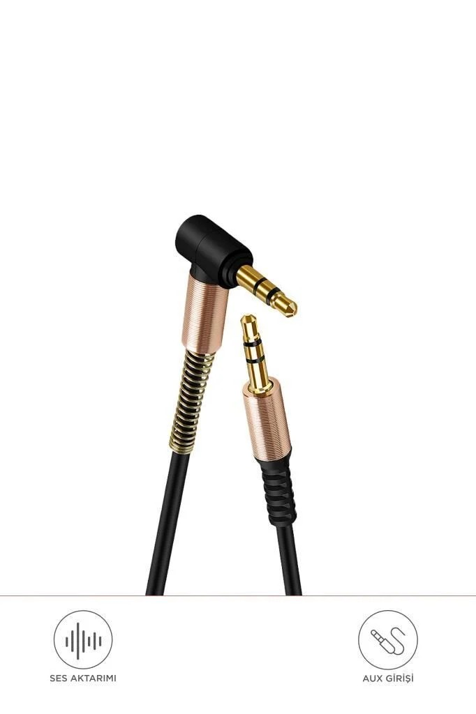 Altın Uçlu Araç Müzik Ses Kablosu Stereo Aux Akordiyon Kablo 3.5mm