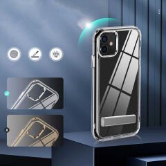 iPhone 12 Kılıf Standlı Şeffaf Silikon L-Stand Kapak