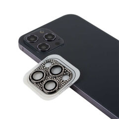 iPhone 12 Pro Max CL-08 Kamera Lens Koruyucu Siyah