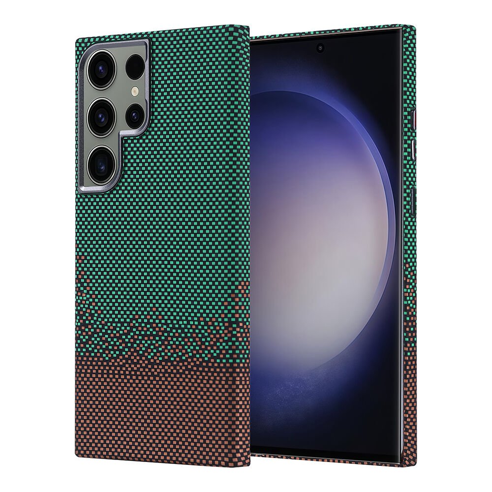 Samsung Galaxy S23 Ultra Kılıf Kablosuz Şarj Özellikli Karbon Fiber Görünümlü Nekst Kapak