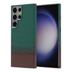 Samsung Galaxy S23 Ultra Kılıf Kablosuz Şarj Özellikli Karbon Fiber Görünümlü Nekst Kapak