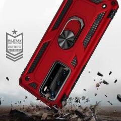 Huawei P40 Pro Kılıf Vega Tank Sert Yüzüklü Standlı Zırh Koruma Kapak