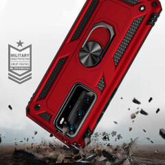 Huawei P40 Pro Kılıf Vega Tank Sert Yüzüklü Standlı Zırh Koruma Kapak