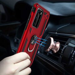 Huawei P40 Pro Kılıf Vega Tank Sert Yüzüklü Standlı Zırh Koruma Kapak