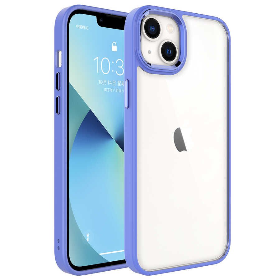 iPhone 14 Plus Renkli Silikon Kenarlı Kılıf Krom Kapak