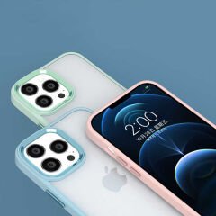 iPhone 14 Plus Renkli Silikon Kenarlı Kılıf Krom Kapak