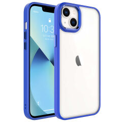 iPhone 14 Plus Renkli Silikon Kenarlı Kılıf Krom Kapak