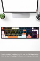 Oyuncu Klavyesi Rgb Işıklı Dijital Ekranlı 3 Modlu Mekanik Hisli Kablosuz Klavye TK14