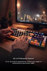Oyuncu Klavyesi Rgb Işıklı Dijital Ekranlı 3 Modlu Mekanik Hisli Kablosuz Klavye TK14