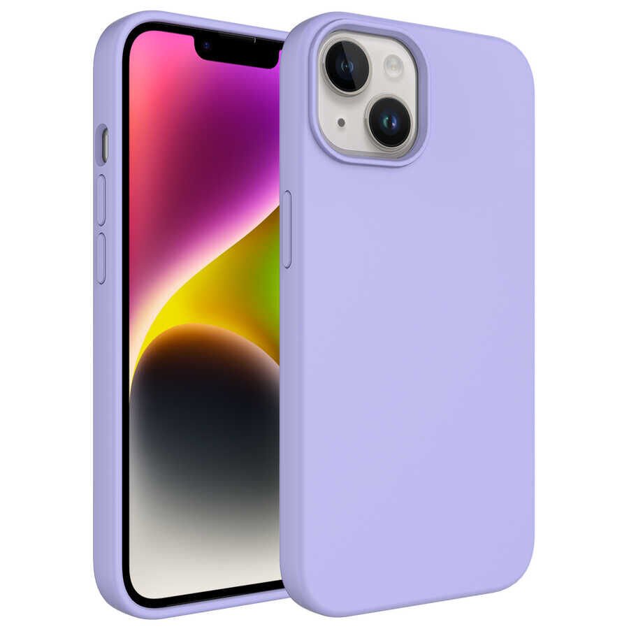 iPhone 14 Plus Kılıf Sıvı Teknolojili Silinebilir Sert Kivi Kapak Lila
