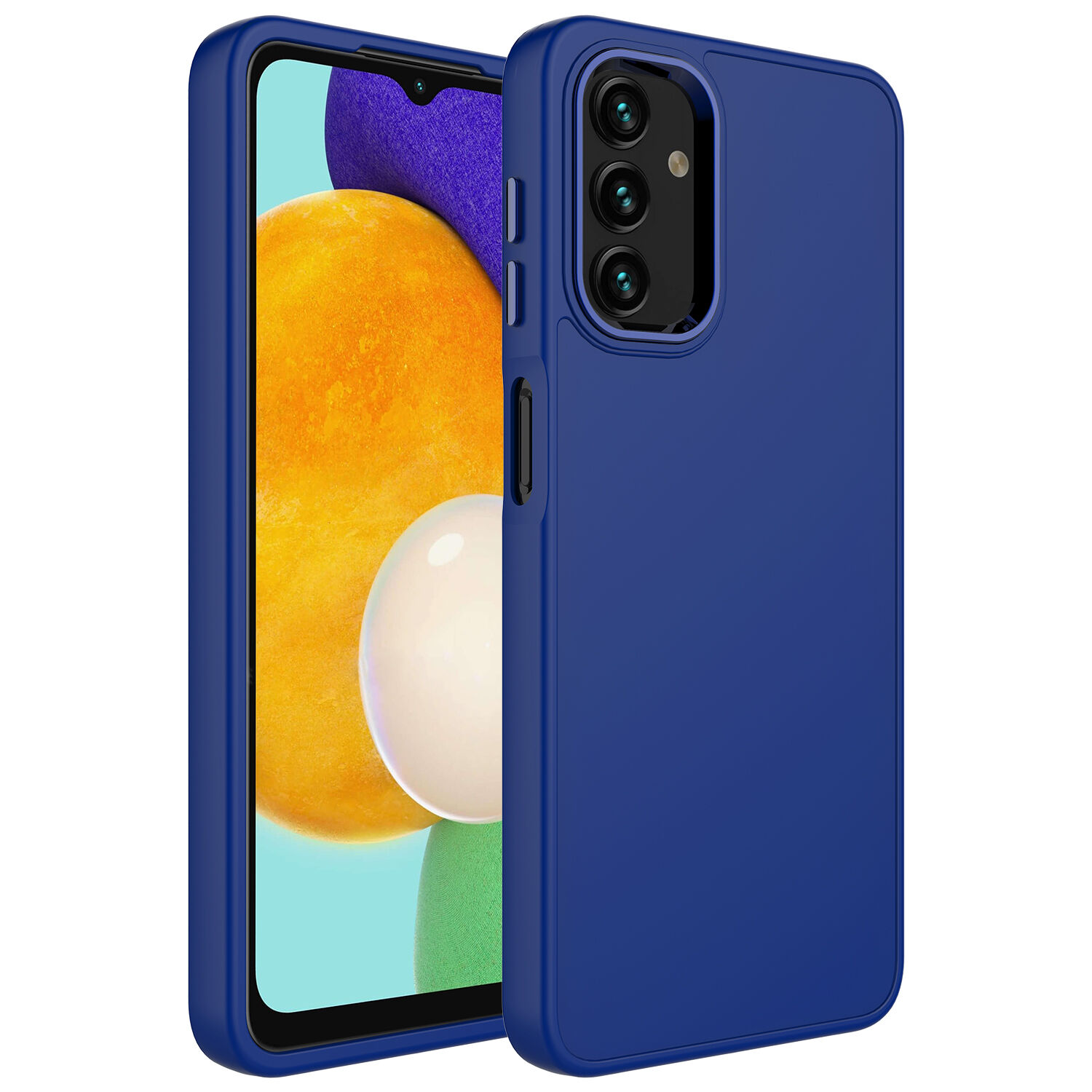 Samsung Galaxy A04 Metal Çerçeve ve Buton Tasarımlı Silikon Luna Kapak kılıf Lacivert