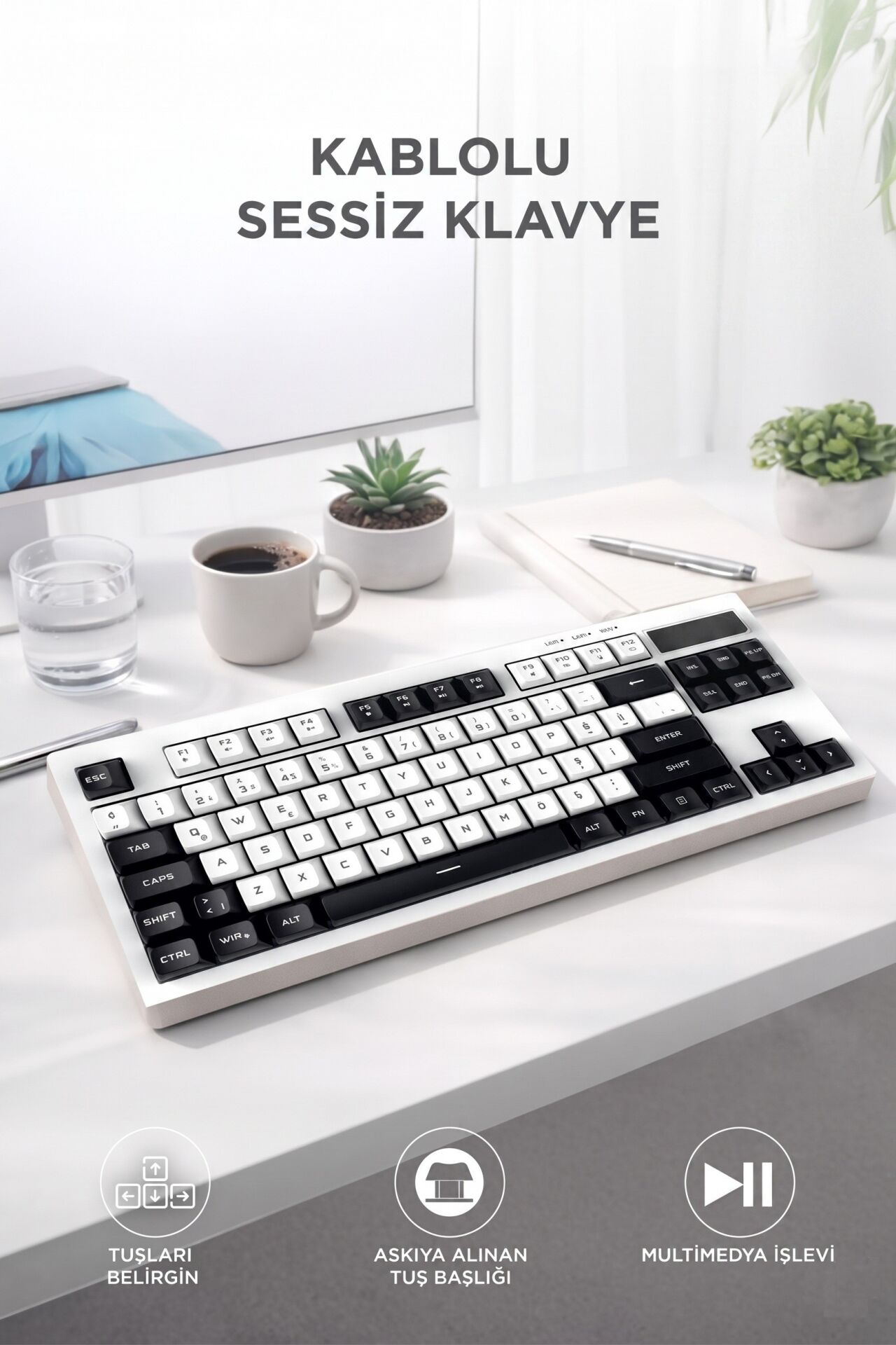 Kablolu Klavye Rgb Işıklı Sessiz Q Klavye TK12