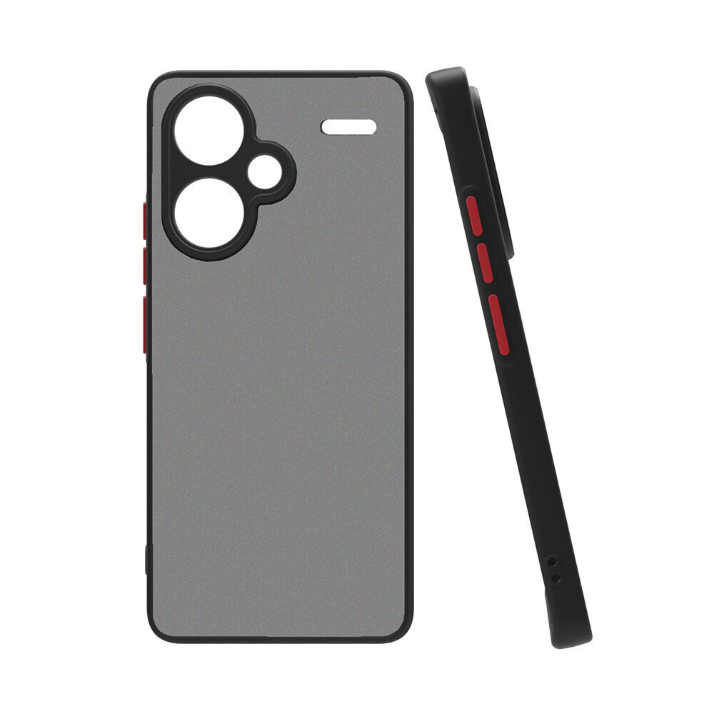 Xiaomi Redmi Note 13 Pro Plus 5G Mat Kamera Korumalı Renkli Tuşlu Sert Silikon Hux Kapak Siyah