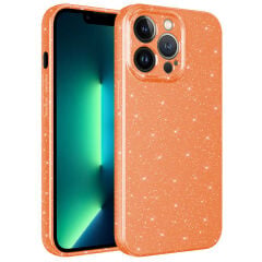 iPhone 13 Pro Max Kılıf Kamera Korumalı Simli Lüks  Koton Kapak