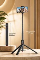 Tripod Çok Amaçlı Kumandalı 1.77M Selfie Çubuğu TT01 Beyaz