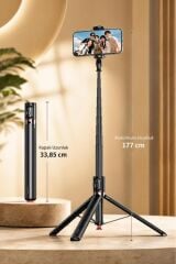 Tripod Çok Amaçlı Kumandalı 1.77M Selfie Çubuğu TT01 Beyaz