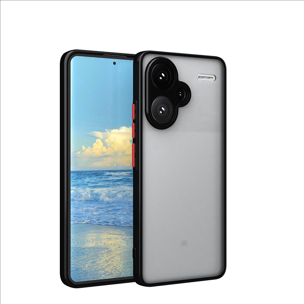 Xiaomi Redmi Note 13 5G Kılıf Mat Kamera Korumalı Renkli Tuşlu Sert Silikon Hux Kapak Siyah