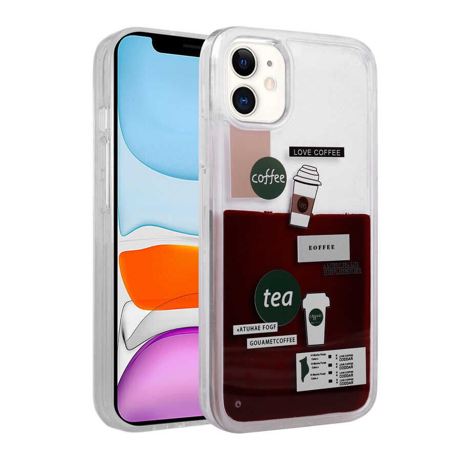 iPhone 12 Kılıf Desenli Sıvılı Drink Silikon Kapak NO2