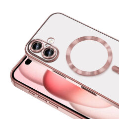 iPhone 16 Kılıf Kamera Korumalı Kablosuz Wireless Şarj Özellikli Demre Kapak Gold