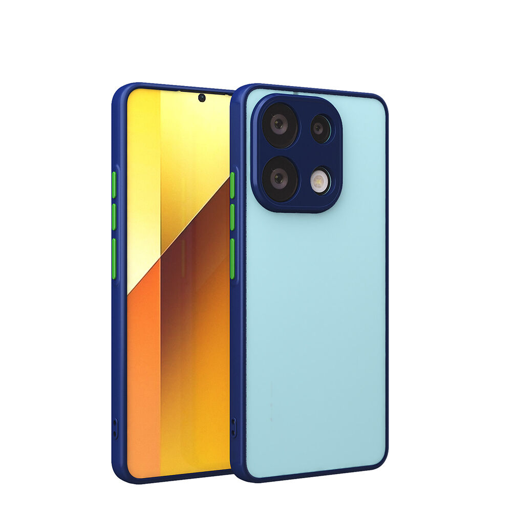 Xiaomi Redmi Note 13 4G Kılıf Mat Kamera Korumalı Renkli Tuşlu Sert Silikon Hux Kapak Lacivert