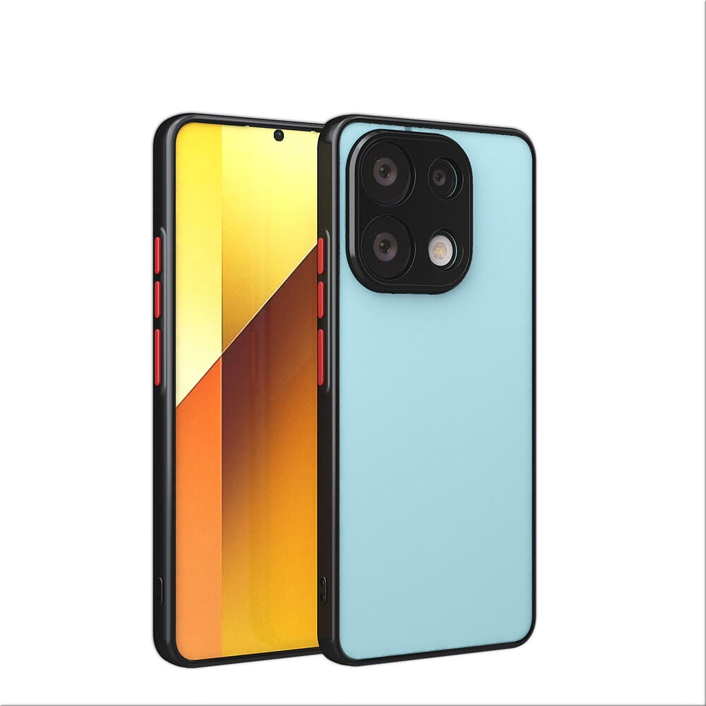 Xiaomi Redmi Note 13 4G Kılıf Mat Kamera Korumalı Renkli Tuşlu Sert Silikon Hux Kapak Siyah