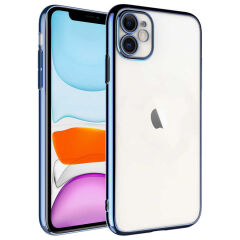 iPhone 11 Kılıf Sert PC Renkli Çerçeveli Riksos Kapak Yeşil