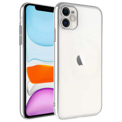 iPhone 11 Kılıf Sert PC Renkli Çerçeveli Riksos Kapak Yeşil