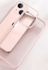 iPhone 12 Kılıf Renkli Silikon Kenarlı Krom Kapak