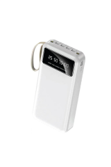Digital Göstergeli 4 Çıkışlı Fenerli Standli 20.000 Mah Powerbank Beyaz