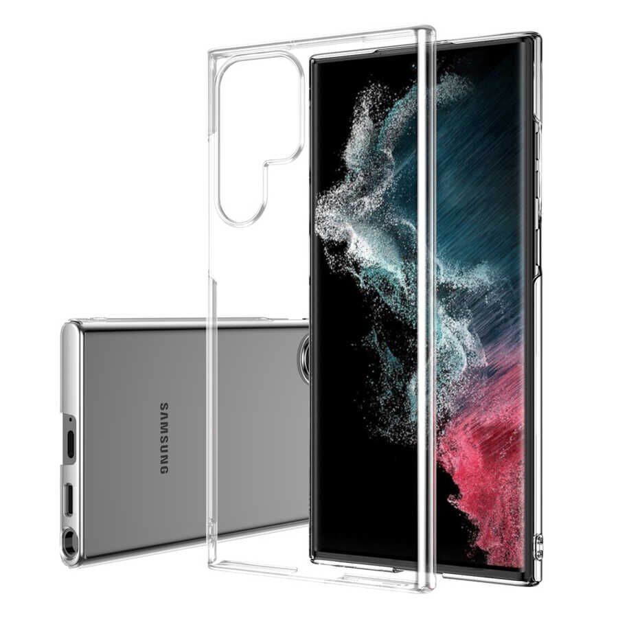 Samsung Galaxy S22 Ultra Kılıf Ultra İnce Sert Kamera Çıkıntılı Şeffaf Vonn Kapak Renksiz