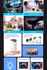 HY300 Pro Taşınabilir Android Projeksiyon En Güncel Versiyon Wifi Destekli Akıllı Sinema Projektör Ultra Hd