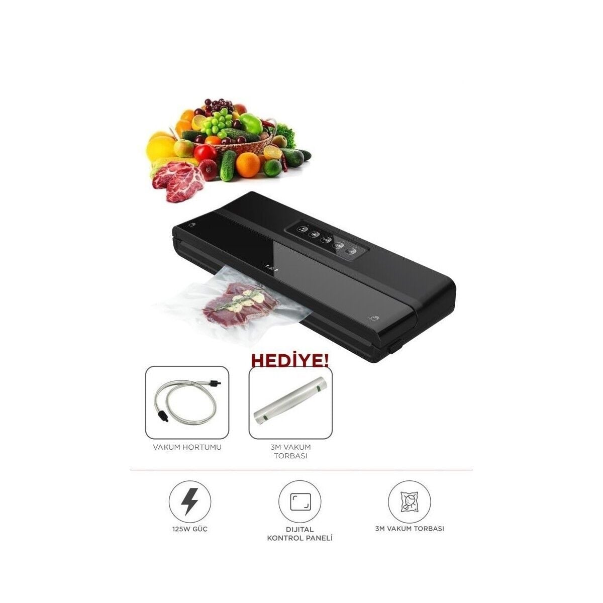 Gıda Mühürleme Vakum Makinesi Yiyecek Tazeliği Koruma Ev Restoran-Vakum Poşeti Li