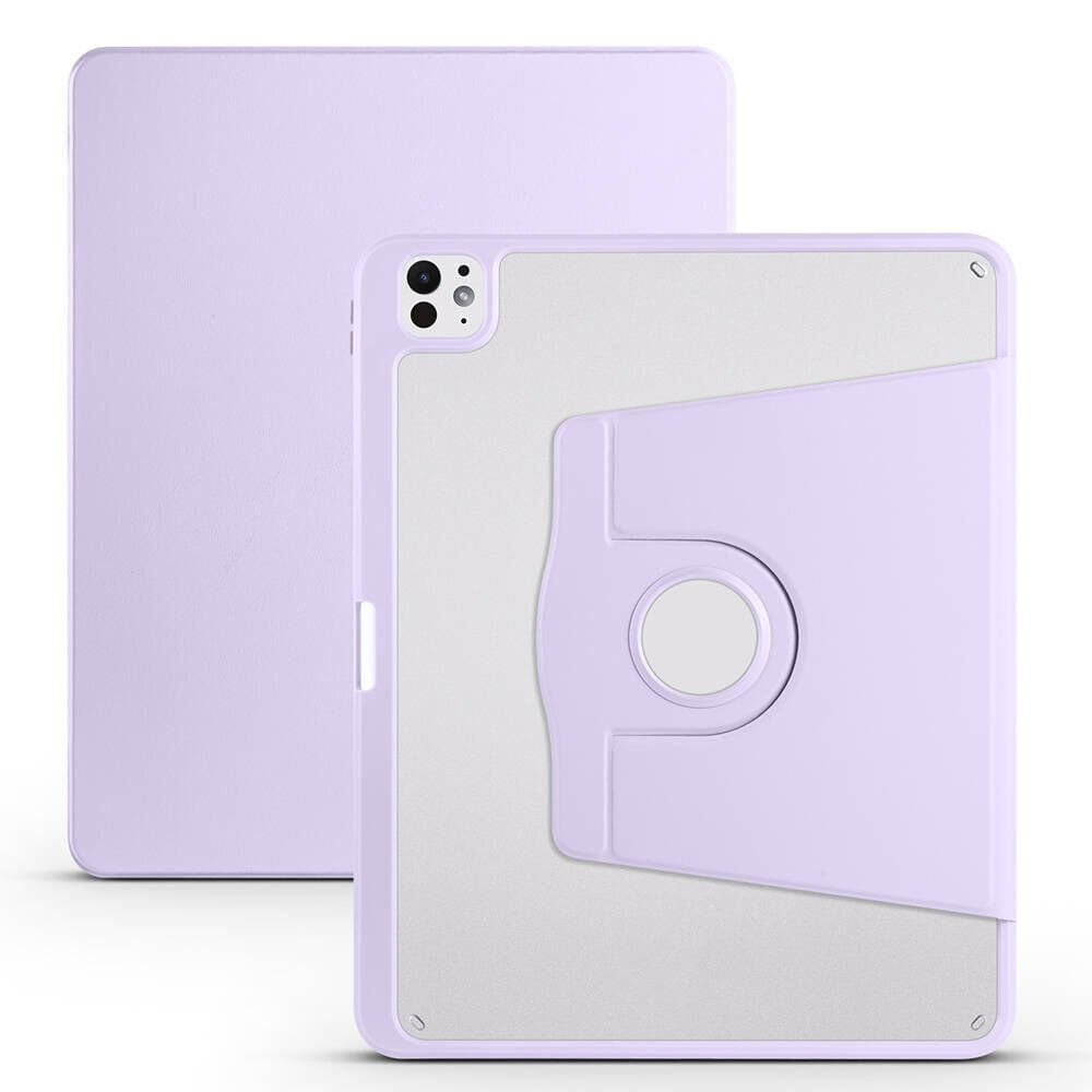 Apple iPad Pro 13 2024 Kılıf Termik Kalem Bölmeli Dönebilen Standlı Kılıf Lila