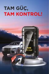 APS-02 Taşnabilir Dijital Ekranlı Araç Akü Takviyeli,Powerbank,Işıklı Oto Hava Kompresörü