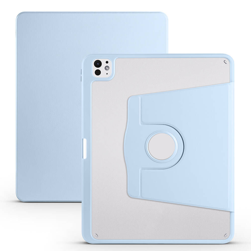 Apple iPad Pro 13 2024 Kılıf Termik Kalem Bölmeli Dönebilen Standlı Kılıf Mavi