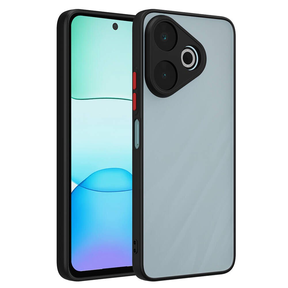 Xiaomi Redmi 13 4G Kılıf Mat Kamera Korumalı Renkli Tuşlu Sert Silikon Hux Kapak Siyah
