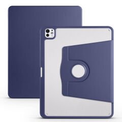 Apple iPad Pro 13 2024 Kılıf Termik Kalem Bölmeli Dönebilen Standlı Kılıf Lacivert