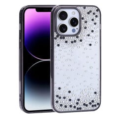 iPhone 14 Pro Max Kılıf Airbag Tasarımlı Damla Taşlı Şeffaf  Pera Silikon Kapak