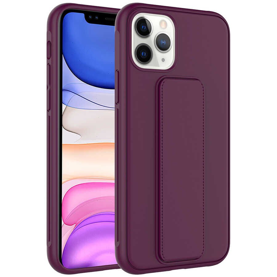 iPhone 11 Pro Kılıf Qstand Kapak Mürdüm