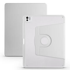 Apple iPad Pro 13 2024 Kılıf Termik Kalem Bölmeli Dönebilen Standlı Kılıf Gri