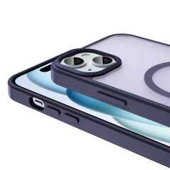 iPhone 15 Kılıf Magsafe Şarj Özellikli Mat Arka Yüzey Sio Kapak Siyah