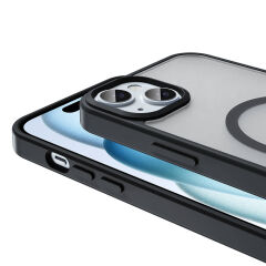 iPhone 15 Kılıf Magsafe Şarj Özellikli Mat Arka Yüzey Sio Kapak Koyu Yeşil