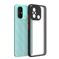 Xiaomi Redmi 12C Kılıf Mat Kamera Korumalı Renkli Tuşlu Sert Silikon Hux Kapak