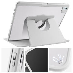 Apple iPad Pro 12.9 2022 M2 Kılıf Termik Kalem Bölmeli Dönebilen Standlı Kılıf Lavendery Gray