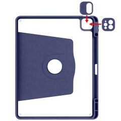 Apple iPad Pro 12.9 2022 M2 Kılıf Termik Kalem Bölmeli Dönebilen Standlı Kılıf Siyah