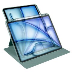 Apple iPad Pro 12.9 2022 M2 Kılıf Termik Kalem Bölmeli Dönebilen Standlı Kılıf Siyah