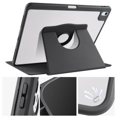 Apple iPad Pro 12.9 2022 M2 Kılıf Termik Kalem Bölmeli Dönebilen Standlı Kılıf Lavendery Gray