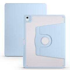 Apple iPad Pro 12.9 2022 M2 Kılıf Termik Kalem Bölmeli Dönebilen Standlı Kılıf Mavi